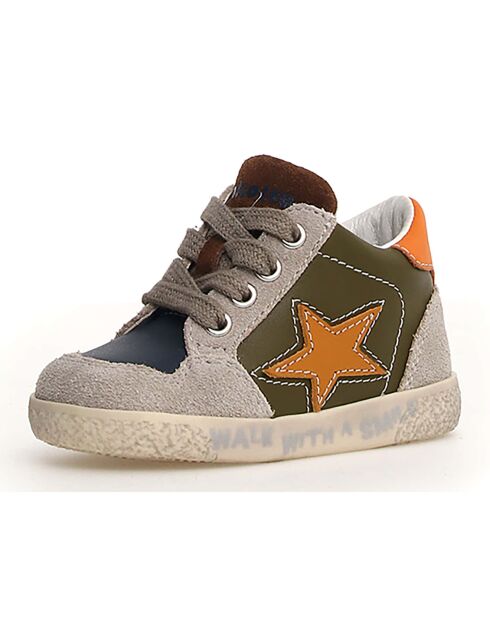 Taupe Alnoite leren sneakers