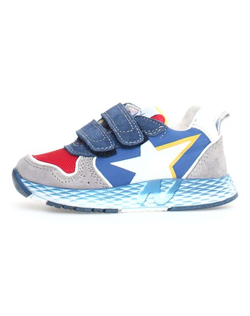 Althidon grijs/rood/azuurblauwe sneakers