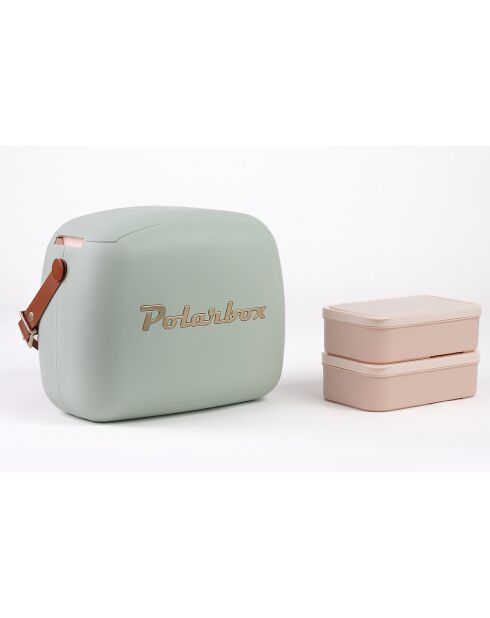Koeltas 6L koelbox + 2 lunchbox matcha goud