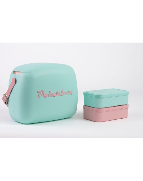 Coolerbag 6L koeltas + 2 pastelgroene lunchboxen
