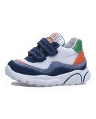 Amantea wit/azuur/oranje leren sneakers