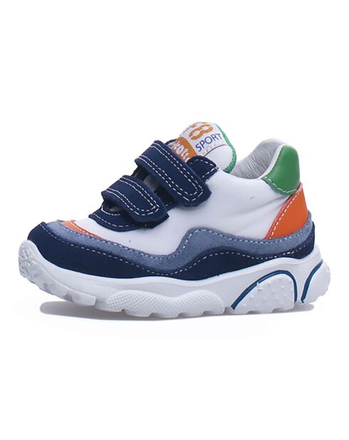 Amantea Ledersneaker in Weiß/Azur/Orange