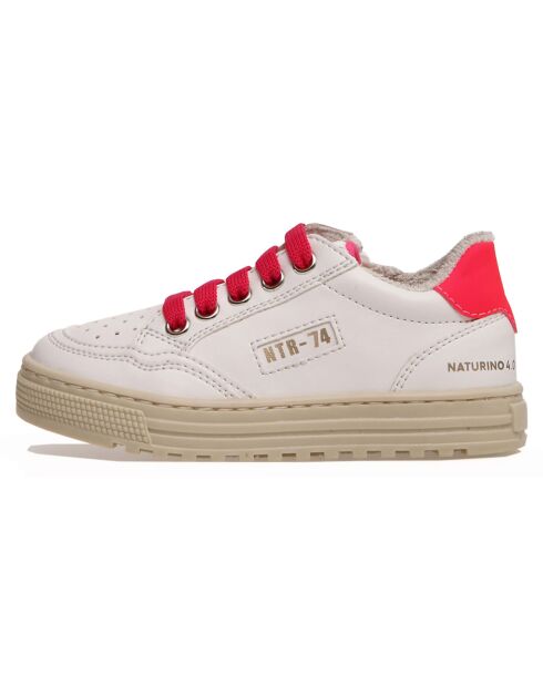 Baskets en Cuir Ariton blanc/fuchsia fluo