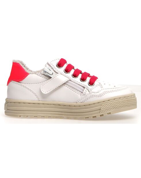 Baskets en Cuir Ariton blanc/fuchsia fluo