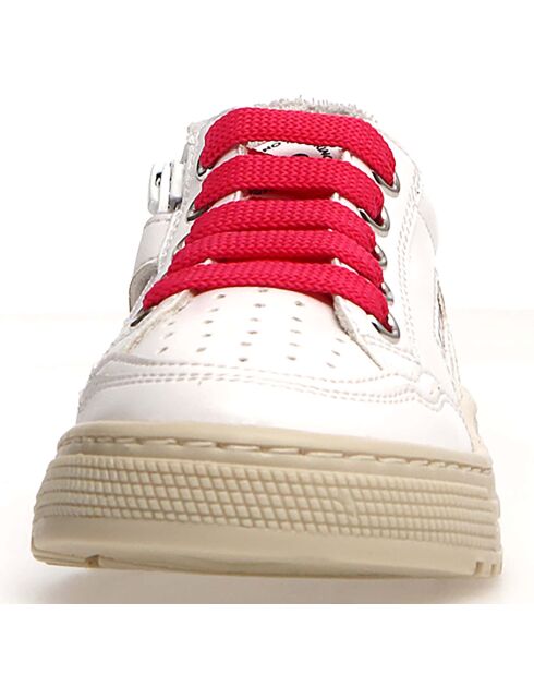 Baskets en Cuir Ariton blanc/fuchsia fluo