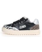 Baskets en Cuir Ariton animalier/noir/argenté