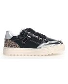 Baskets en Cuir Ariton animalier/noir/argenté