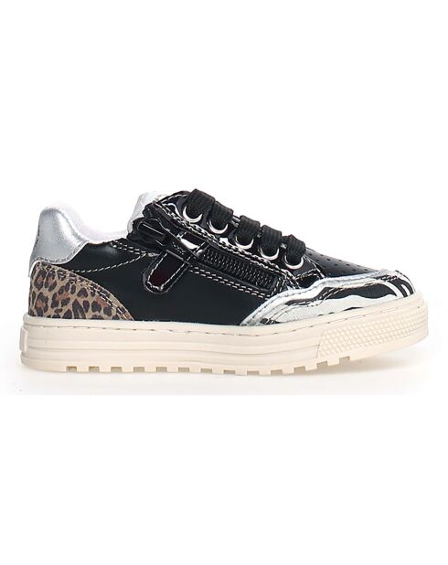 Baskets en Cuir Ariton animalier/noir/argenté