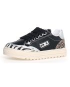 Baskets en Cuir Ariton animalier/noir/argenté