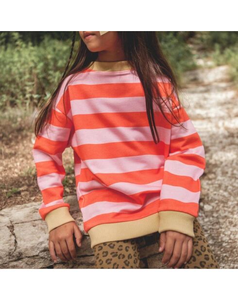 Sweat Poppy Rayé rose/rouge