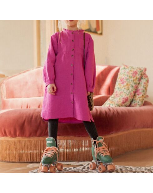 Robe Gaze de Coton Romane rose fuschia