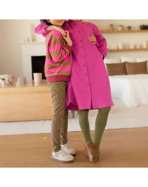 Robe Gaze de Coton Romane rose fuschia