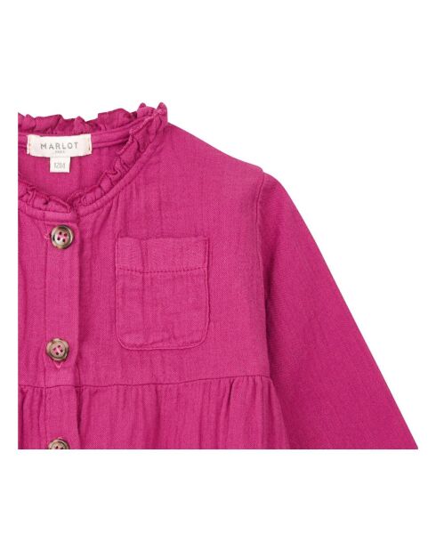 Robe Gaze de Coton Romane rose fuschia