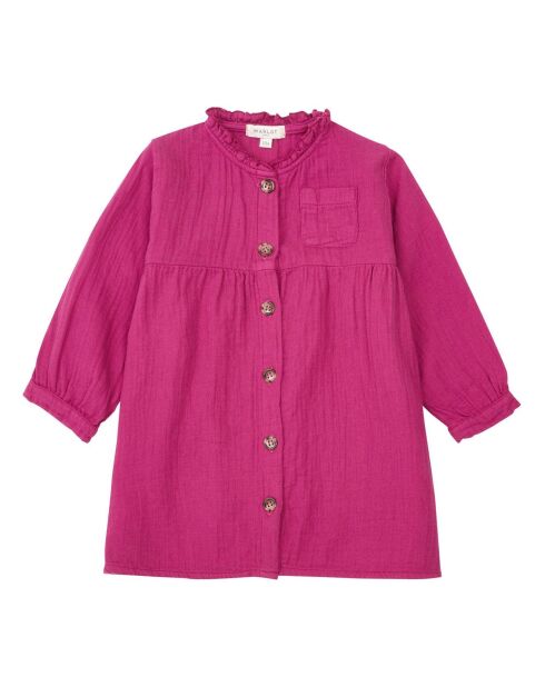 Robe Gaze de Coton Romane rose fuschia