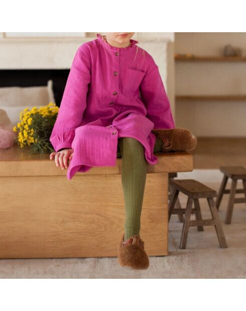 Robe Gaze de Coton Romane rose fuschia