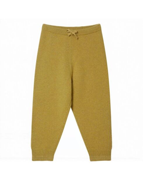 Pantaloni Parakeet ocra in lana sostenibile e nylon riciclato