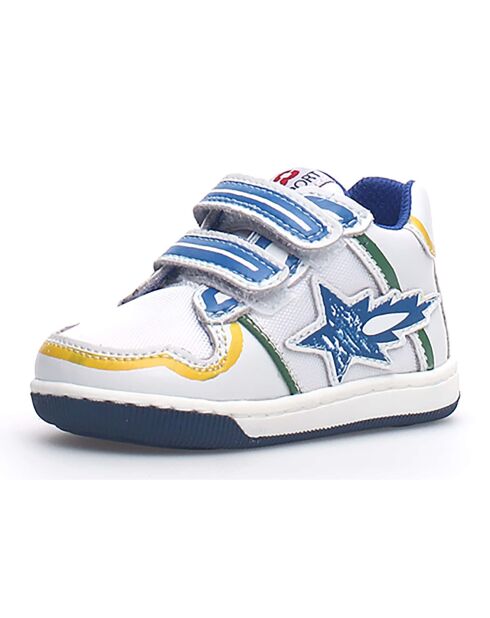 Frankie wit/veelkleurige leren sneakers