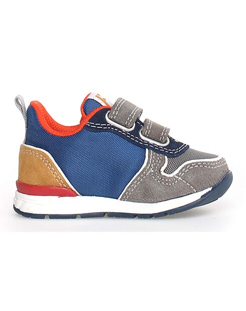 Hack donkergrijze/azuurblauwe sneakers