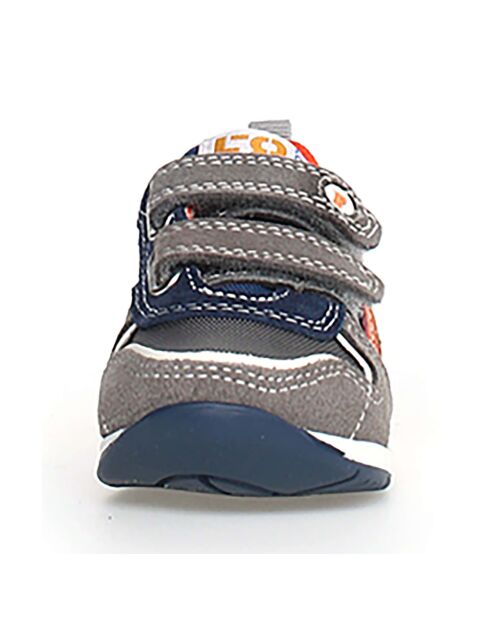 Hack donkergrijze/azuurblauwe sneakers