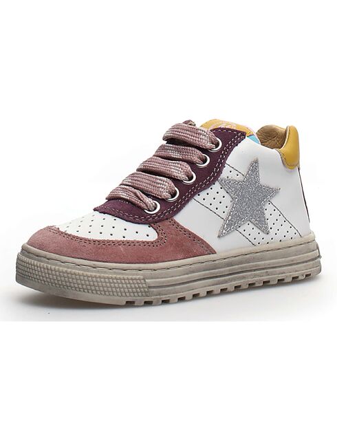 Baskets en Cuir Hess rose/blanc