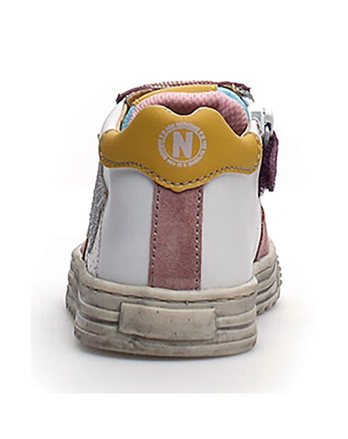 Baskets en Cuir Hess rose/blanc