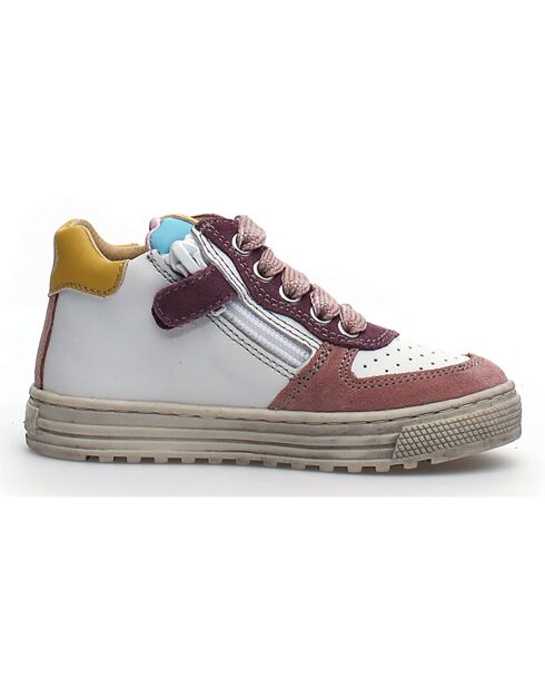 Baskets en Cuir Hess rose/blanc
