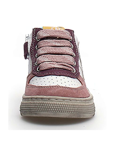Baskets en Cuir Hess rose/blanc