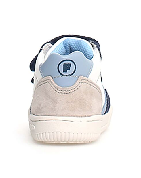 Marine/wit/beige Klip leren sneakers