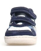 Marine/wit/beige Klip leren sneakers