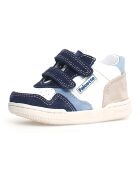 Marine/wit/beige Klip leren sneakers