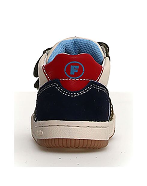 Kaki/melk/marineblauwe leren sneakers van Klip