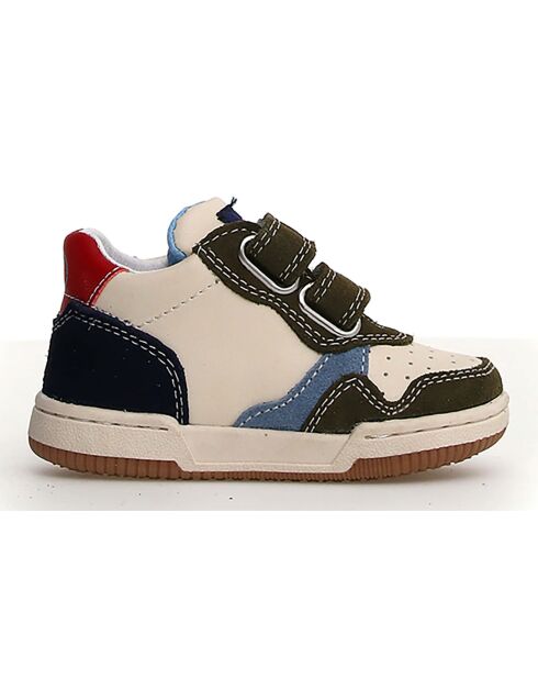 Kaki/melk/marineblauwe leren sneakers van Klip