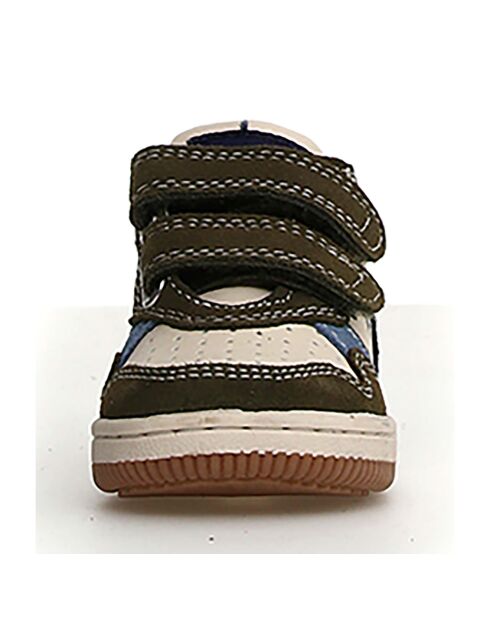 Kaki/melk/marineblauwe leren sneakers van Klip