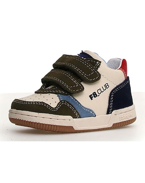 Kaki/melk/marineblauwe leren sneakers van Klip