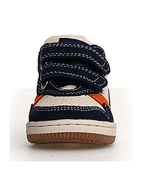 Klip sneakers van marineblauw/melk-antraciet leer