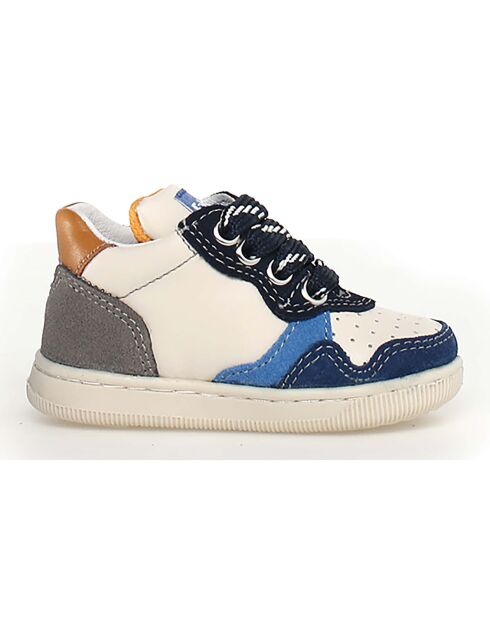 Melk/azur/marineblauwe Klip leren sneakers