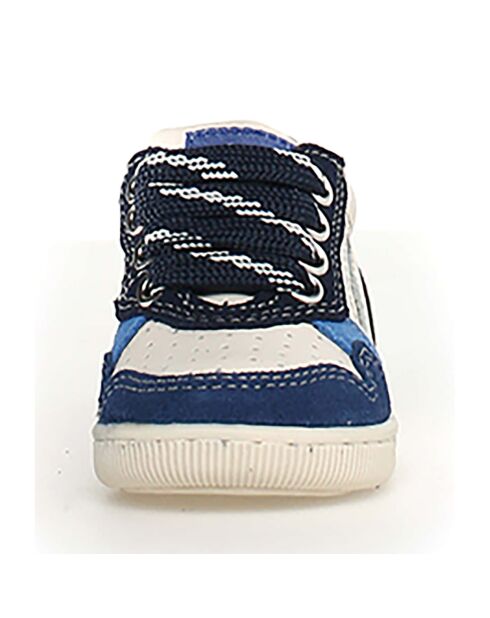 Melk/azur/marineblauwe Klip leren sneakers