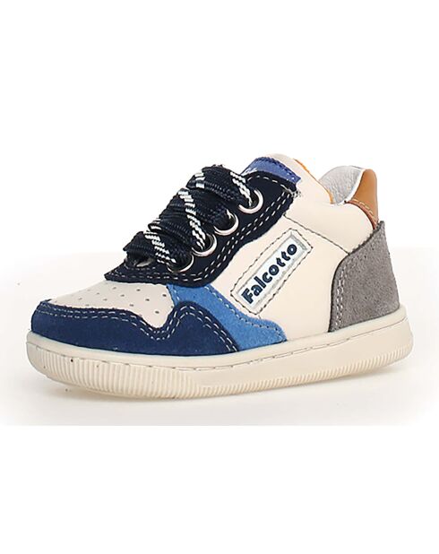 Melk/azur/marineblauwe Klip leren sneakers