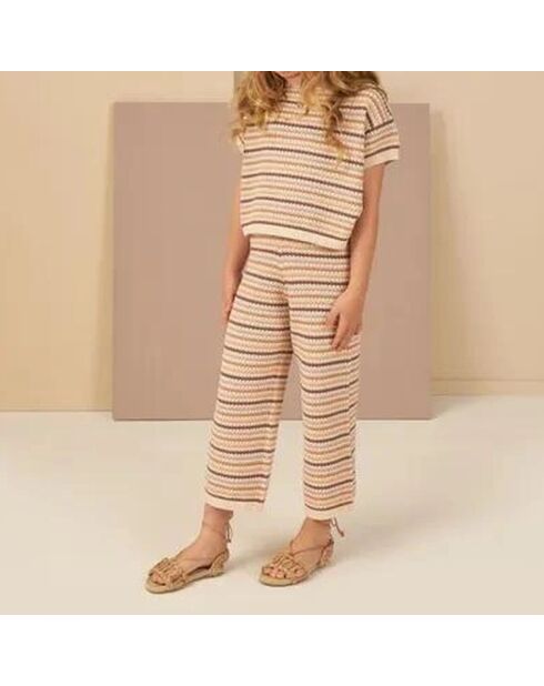 Pantalon en Maille à rayures multicolore