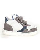 Wit/donkergrijze/azuurblauwe leren sneakers van Klip