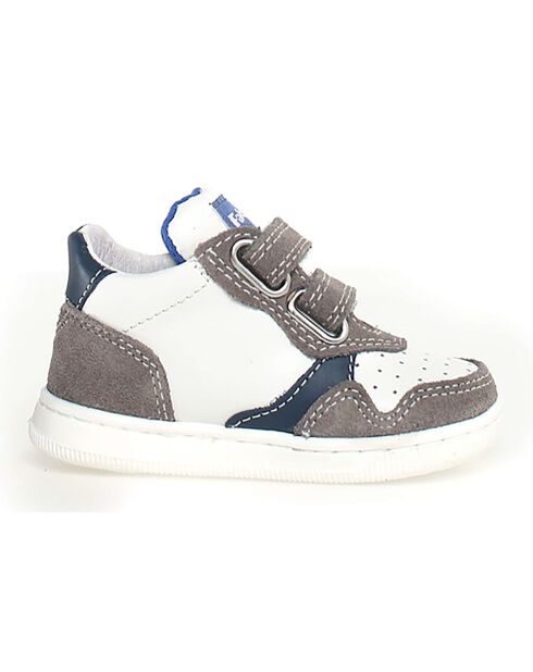 Wit/donkergrijze/azuurblauwe leren sneakers van Klip