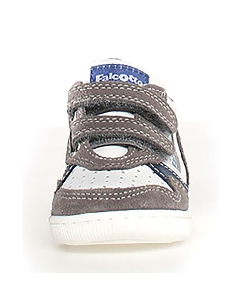 Wit/donkergrijze/azuurblauwe leren sneakers van Klip