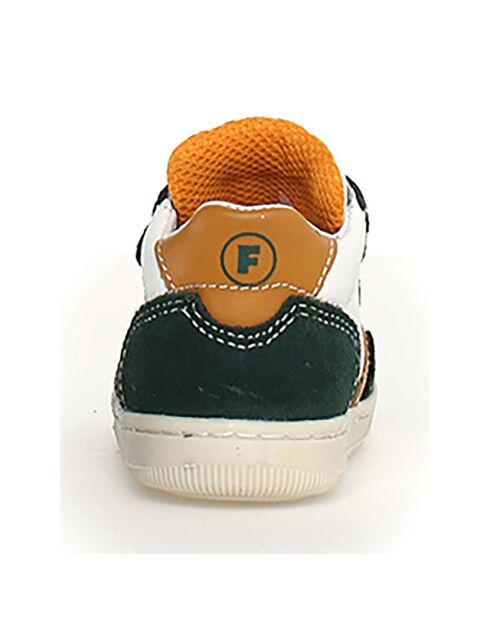 Wit/flesgroen/pompoen Klip lederen sneakers