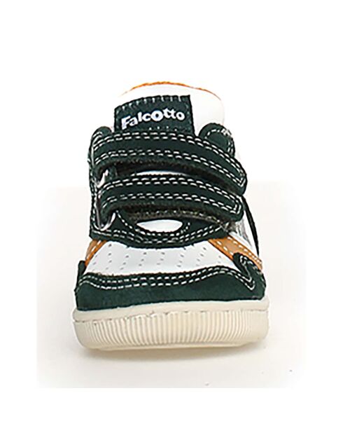 Wit/flesgroen/pompoen Klip lederen sneakers