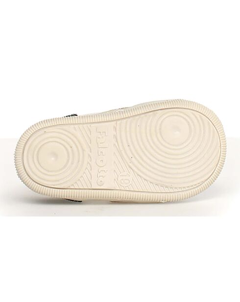 Wit/flesgroen/pompoen Klip lederen sneakers