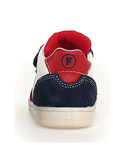 Wit/marineblauw/rode Klip leren sneakers