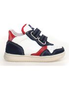 Wit/marineblauw/rode Klip leren sneakers