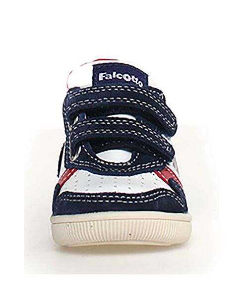 Wit/marineblauw/rode Klip leren sneakers