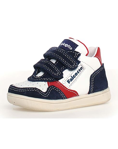 Wit/marineblauw/rode Klip leren sneakers