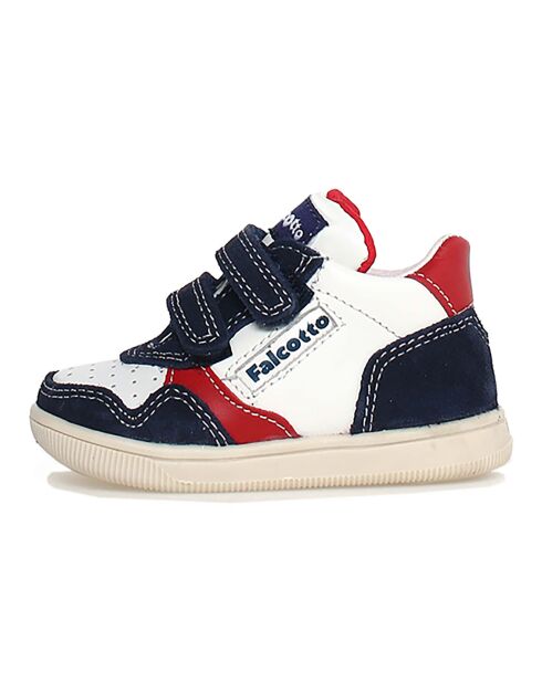 Wit/marineblauw/rode Klip leren sneakers